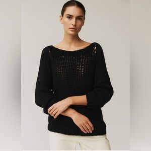 Co Collection open knit silk cotton oversized sweater black M